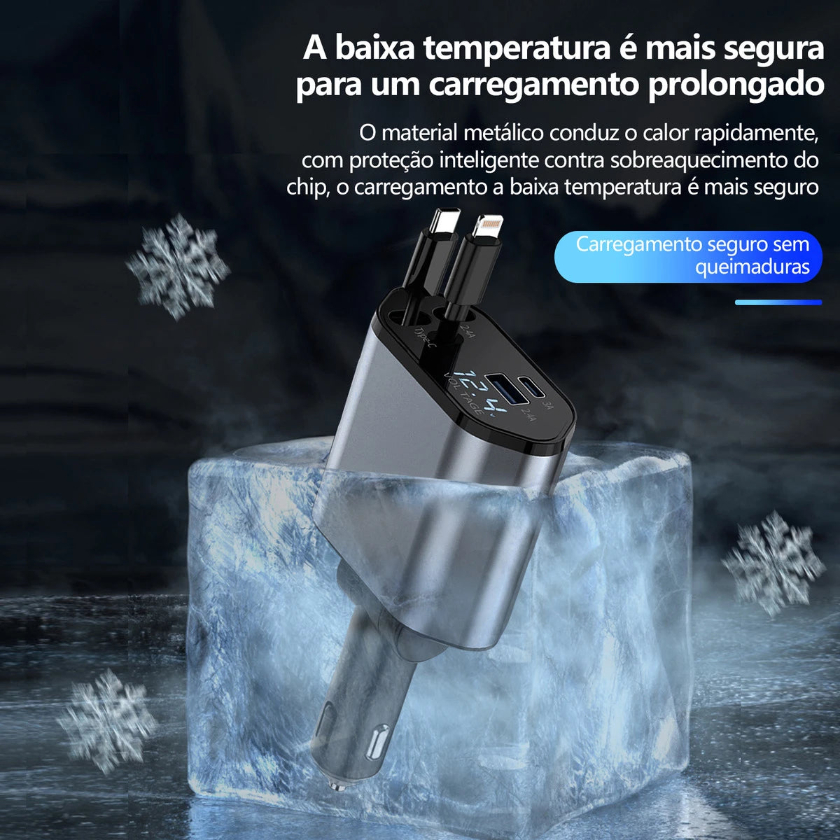 USB Type C Retratil C1 Car Mobile Phone Charger