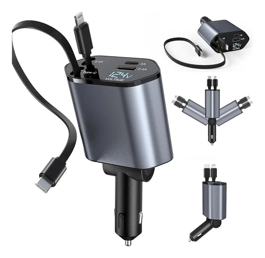 USB Type C Retratil C1 Car Mobile Phone Charger