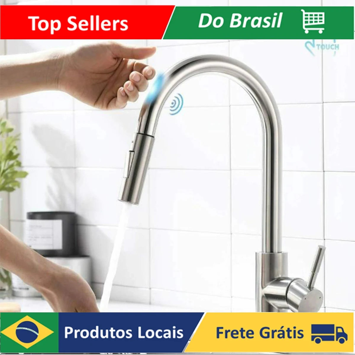 Torneira de cozinha com sensor de toque